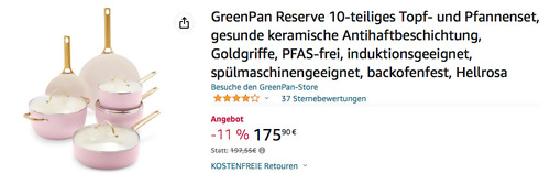 GreenPan Reserve 10-teiliges Topf- und Pfannenset in Hellrosa (keramische Antihaftbeschichtung, Goldgriffe, PFAS-frei) - jetzt 11% billiger GreenPan Reserve 10-teiliges Topf- und Pfannenset in Hellrosa (keramische Antihaftbeschichtung, Goldgriffe, PFAS-frei) - jetzt 11% billiger
