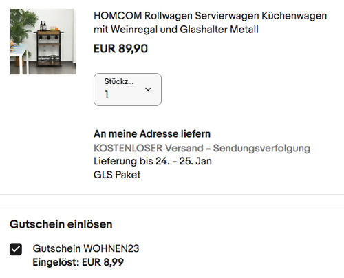 HOMCOM Rollwagen Servierwagen mit Weinregal und Glashalter, 77B x 44,5T x 91H cm HOMCOM Rollwagen Servierwagen mit Weinregal und Glashalter, 77B x 44,5T x 91H cm