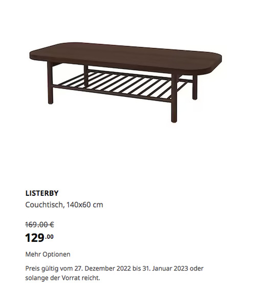 IKEA Chemnitz - LISTERBY Couchtisch, dunkelbraun gebeiztes Eichenfurnier, 140x60 cm IKEA Chemnitz - LISTERBY Couchtisch, dunkelbraun gebeiztes Eichenfurnier, 140x60 cm
