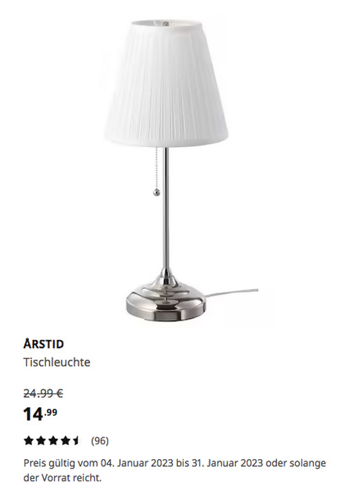 IKEA Großburgwedel - ÅRSTID Tischleuchte, vernickelt/weiß, 55 cm hoch - jetzt 40% billiger IKEA Großburgwedel - ÅRSTID Tischleuchte, vernickelt/weiß, 55 cm hoch - jetzt 40% billiger