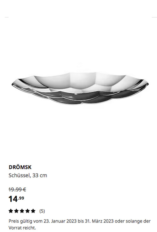 IKEA Hamburg-Altona - DRÖMSK Schüssel, Edelstahl, 33 cm IKEA Hamburg-Altona - DRÖMSK Schüssel, Edelstahl, 33 cm