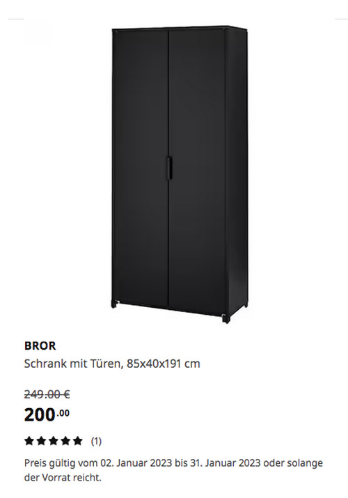 IKEA Hamburg-Moorfleet - BROR Schrank mit Türen, schwarz, 85x40x191 cm - jetzt 20% billiger IKEA Hamburg-Moorfleet - BROR Schrank mit Türen, schwarz, 85x40x191 cm - jetzt 20% billiger