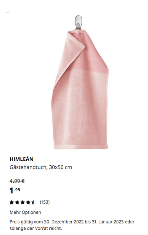 IKEA München-Eching - HIMLEÅN Gästehandtuch, rosa/meliert, 30x50 cm IKEA München-Eching - HIMLEÅN Gästehandtuch, rosa/meliert, 30x50 cm