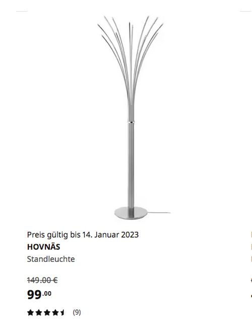 IKEA Oldenburg - HOVNÄS Standleuchte, verchromt, LED, 4 W, 204 lm, 146 cm hoch IKEA Oldenburg - HOVNÄS Standleuchte, verchromt, LED, 4 W, 204 lm, 146 cm hoch