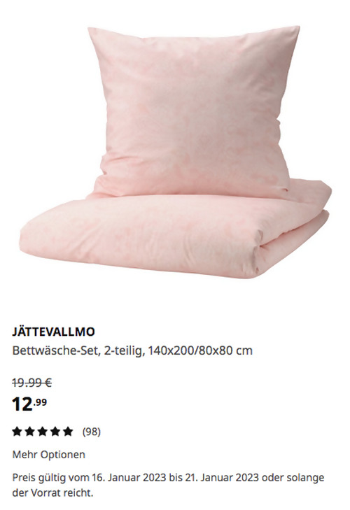IKEA Sindelfingen - JÄTTEVALLMO Bettwäsche-Set, 2-teilig, hellrosa/weiß, 140x200/80x80 cm IKEA Sindelfingen - JÄTTEVALLMO Bettwäsche-Set, 2-teilig, hellrosa/weiß, 140x200/80x80 cm