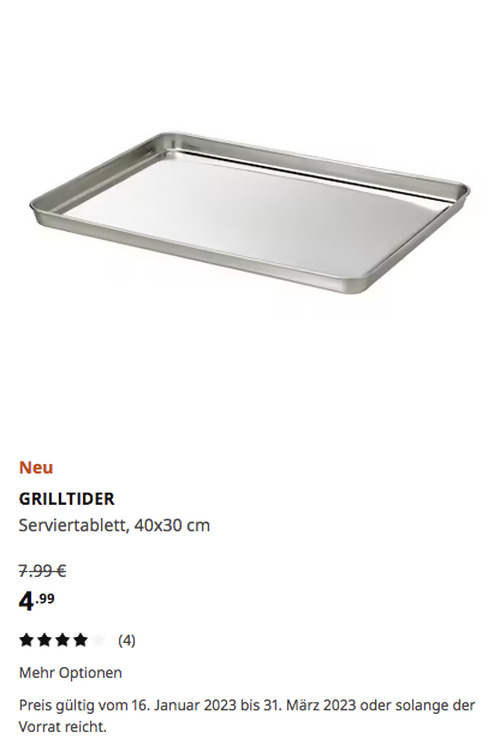IKEA Wuppertal - GRILLTIDER Serviertablett, Edelstahl, 40x30 cm IKEA Wuppertal - GRILLTIDER Serviertablett, Edelstahl, 40x30 cm