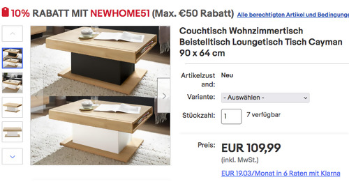 Limal Couchtisch "Cayman" in Weiß oder Schwarz, 90 x 37 x 64 cm Limal Couchtisch "Cayman" in Weiß oder Schwarz, 90 x 37 x 64 cm