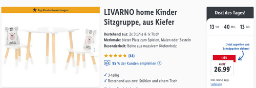 LIVARNO home Kinder Sitzgruppe (2x Stühle & 1x Tisch, Kiefer) LIVARNO home Kinder Sitzgruppe (2x Stühle & 1x Tisch, Kiefer)