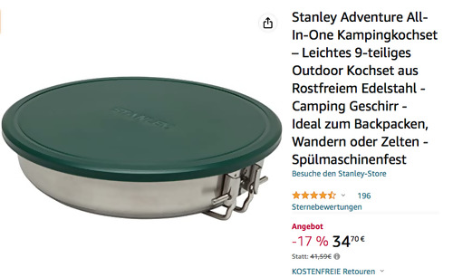 Stanley Adventure All-In-One One Fry Pan Kampingkochset, 9-tilg. Stanley Adventure All-In-One One Fry Pan Kampingkochset, 9-tilg.