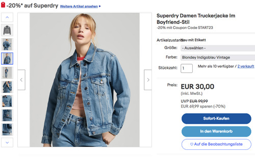 Superdry Damen Jeans Truckerjacke Im Boyfriend-Stil, indigoblau oder grau (34-44) Superdry Damen Jeans Truckerjacke Im Boyfriend-Stil, indigoblau oder grau (34-44)