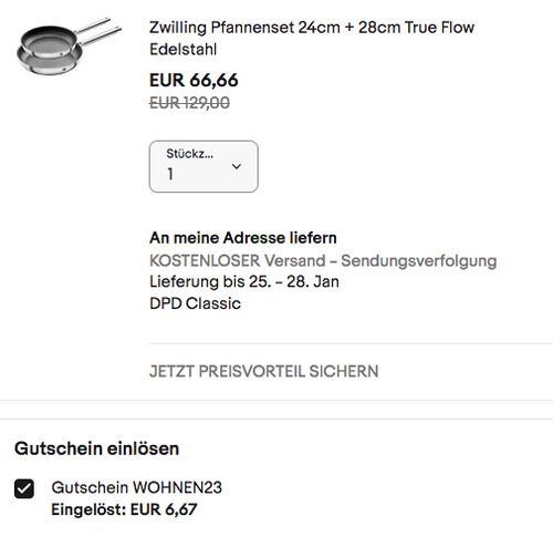 Zwilling Pfannenset 24cm + 28cm True Flow, Edelstahl Zwilling Pfannenset 24cm + 28cm True Flow, Edelstahl