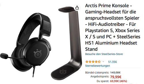 Arctis Prime Konsole Gaming-Headset inkl. + SteelSeries HS1 Aluminium Headset Stand Arctis Prime Konsole Gaming-Headset inkl. + SteelSeries HS1 Aluminium Headset Stand
