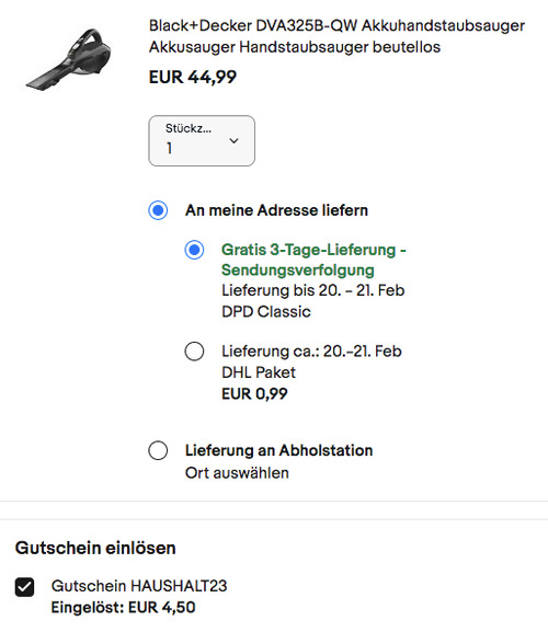 Black+Decker DVA325B-QW Akkuhandstaubsauger (beutellos, 0,5 L) - jetzt 33% billiger