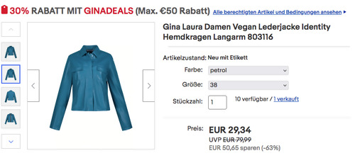 Gina Laura 803116 Damen Vegan Lederjacke "Identity" in Petrol, 38-48 Gina Laura 803116 Damen Vegan Lederjacke "Identity" in Petrol, 38-48