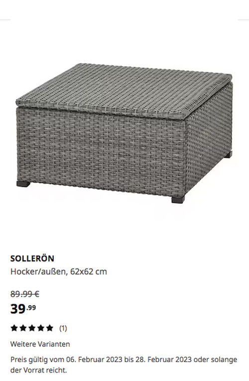 IKEA Braunschweig - SOLLERÖN Hocker/außen, dunkelgrau, 62x62 cm, Aufbewahrung unter der Sitzfläche IKEA Braunschweig - SOLLERÖN Hocker/außen, dunkelgrau, 62x62 cm, Aufbewahrung unter der Sitzfläche