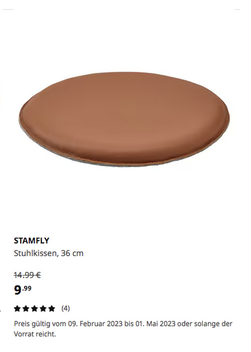 IKEA Ludwigsburg - STAMFLY Stuhlkissen, Grann goldbraun, 36 cm, Narbenleder Rind - jetzt 33% billiger