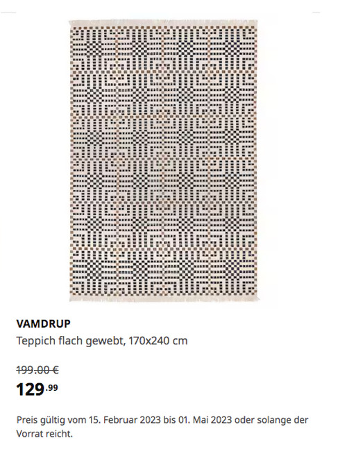 IKEA Ludwigsburg - VAMDRUP Teppich flach gewebt, Handarbeit/bunt, 170x240 cm - jetzt 35% billiger