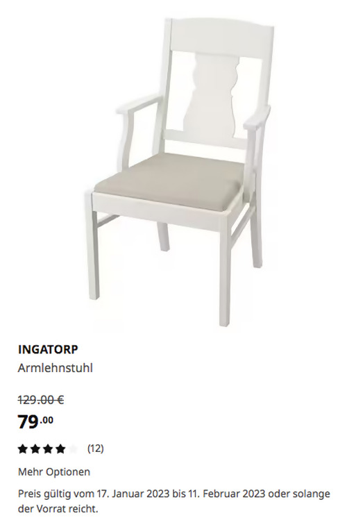 IKEA Magdeburg - INGATORP Armlehnstuhl, weiß/Nordvalla beige, massive Birke IKEA Magdeburg - INGATORP Armlehnstuhl, weiß/Nordvalla beige, massive Birke