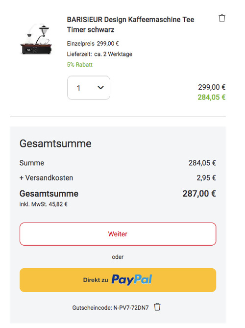 Joy Resolve BARISIEUR Design Kaffeemaschine mit Timer Funktion in Schwarz (94°C, Brew-To-Wake- und Brew-On-Demand-Funktion) Joy Resolve BARISIEUR Design Kaffeemaschine mit Timer Funktion in Schwarz (94°C, Brew-To-Wake- und Brew-On-Demand-Funktion)