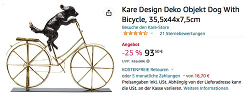Kare Design Deko Objekt "Dog With Bicycle", 35,5x44x7,5cm Kare Design Deko Objekt "Dog With Bicycle", 35,5x44x7,5cm