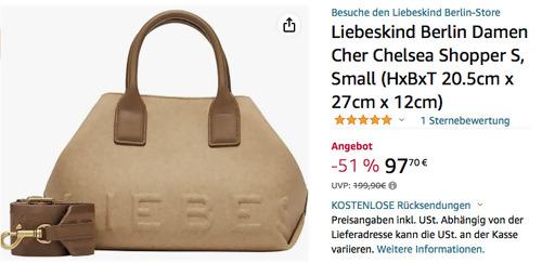 Liebeskind Berlin Damen Cher Chelsea Shopper S in Praline (20.5cm x 27cm x 12cm) Liebeskind Berlin Damen Cher Chelsea Shopper S in Praline (20.5cm x 27cm x 12cm)