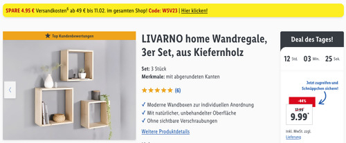 LIVARNO home Kiefernholz Wandregale 3er Set (Wandboxen, unbehandelte Oberfläche) LIVARNO home Kiefernholz Wandregale 3er Set (Wandboxen, unbehandelte Oberfläche)