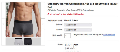 Superdry Bio-Baumwolle Herren Unterhosen 2er-Set, versch. Farben und Größen (S-XXL) Superdry Bio-Baumwolle Herren Unterhosen 2er-Set, versch. Farben und Größen (S-XXL)