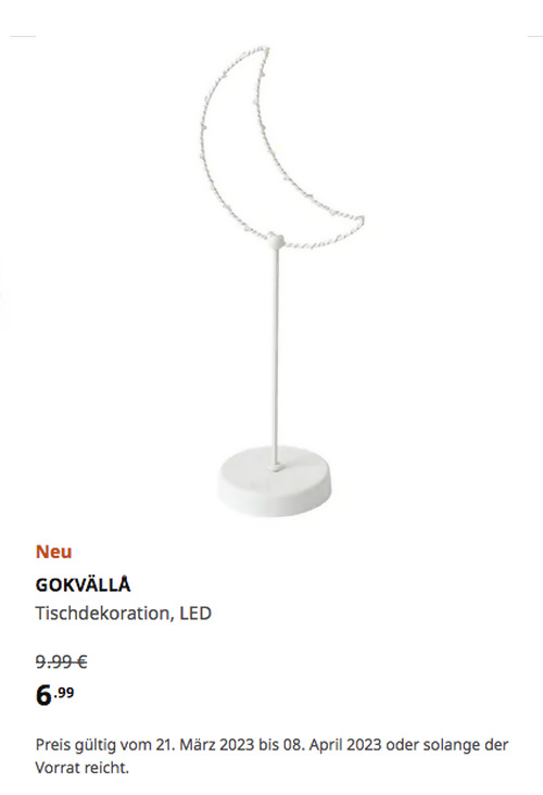 IKEA Hamburg-Schnelsen - GOKVÄLLÅ Tischdekoration, LED, batteriebetrieben/Mond, 40 cm hoch - jetzt 30% billiger