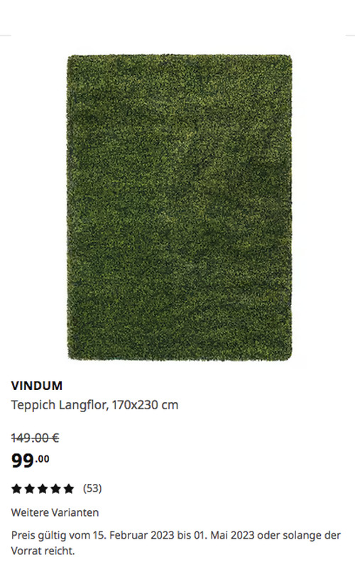 IKEA Ludwigsburg - VINDUM Teppich Langflor, grün, 170x230 cm IKEA Ludwigsburg - VINDUM Teppich Langflor, grün, 170x230 cm