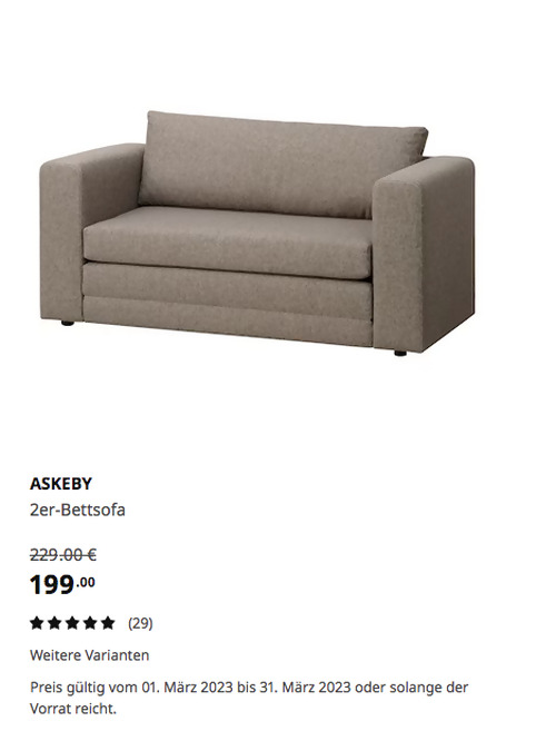 IKEA Osnabrück - ASKEBY 2er-Bettsofa, beige IKEA Osnabrück - ASKEBY 2er-Bettsofa, beige