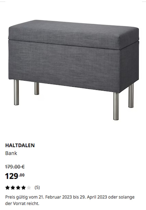 IKEA Wuppertal - HALTDALEN Bank, Skiftebo dunkelgrau, 91x41x61 cm  - jetzt 28% billiger