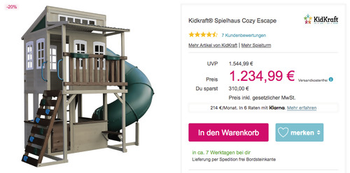 Kidkraft® Holz Spielhaus/Gartenhaus "Cozy Escape", 317,3 x 213,51 x 273,99 cm Kidkraft® Holz Spielhaus/Gartenhaus "Cozy Escape", 317,3 x 213,51 x 273,99 cm