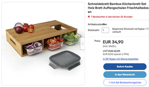 N8WERK Bambus-Schneidebrett mit Auffangöffnung und 3 Frischhaltedosen - jetzt 19% billiger N8WERK Bambus-Schneidebrett mit Auffangöffnung und 3 Frischhaltedosen - jetzt 19% billiger