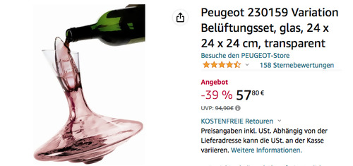 Peugeot 230159 Variation Belüftungsset für junge Rotweine, 0.75 Liter - jetzt 23% billiger