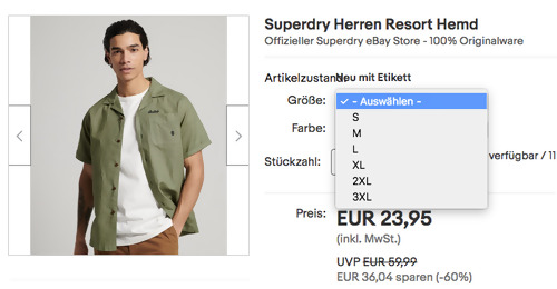 Superdry Herren Resort Hemd in Olivgrün Kaki (S-3XL) Superdry Herren Resort Hemd in Olivgrün Kaki (S-3XL)