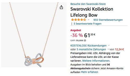 Swarovski 5440636 Lifelong Bow Halskette (30-42.5 cm, Kristalle) Swarovski 5440636 Lifelong Bow Halskette (30-42.5 cm, Kristalle)