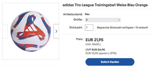adidas Tiro League Größe 5 Trainingsball in Weiss/Blau/Orange adidas Tiro League Größe 5 Trainingsball in Weiss/Blau/Orange