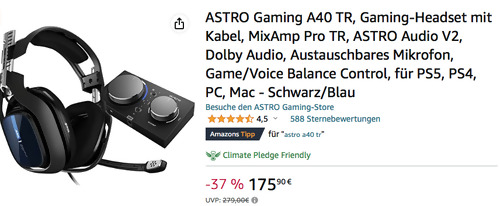 ASTRO Gaming A40 TR Gaming-Headset in Schwarz/Blau mit MixAmp Pro TR, Dolby Audio ASTRO Gaming A40 TR Gaming-Headset in Schwarz/Blau mit MixAmp Pro TR, Dolby Audio