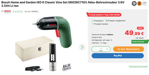 Bosch IXO 6 Classic Vino Akku-Bohrschrauber Set, 3.6V Bosch IXO 6 Classic Vino Akku-Bohrschrauber Set, 3.6V