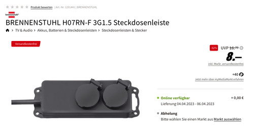 Brennenstuhl 1159930 2 m Steckdosenleiste für Außenbereich,  2-fach mit selbstschließenden Deckeln - jetzt 26% billiger