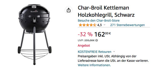 Char-Broil 140756 Kettleman Holzkohlegrill Char-Broil 140756 Kettleman Holzkohlegrill