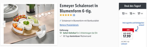 Esmeyer 6-tlg. Schalenset in Blumenform, Porzellan - jetzt 33% billiger