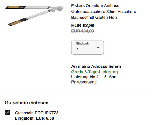 Fiskars 1001437 Quantum 80 cm Amboss-Getriebeastschere, Ast Ø 5,5 cm - jetzt 20% billiger Fiskars 1001437 Quantum 80 cm Amboss-Getriebeastschere, Ast Ø 5,5 cm - jetzt 20% billiger