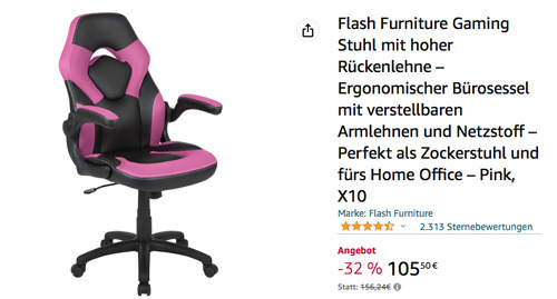 Flash Furniture X10 Gaming Stuhl in Pink Flash Furniture X10 Gaming Stuhl in Pink