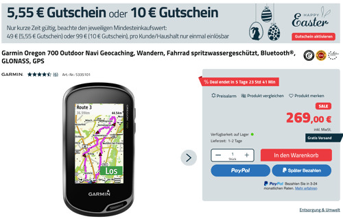 Garmin Oregon 700 Outdoor Navigationsgerät (Geocaching, Wandern, Fahrrad, Bluetooth®, GLONASS, GPS) Garmin Oregon 700 Outdoor Navigationsgerät (Geocaching, Wandern, Fahrrad, Bluetooth®, GLONASS, GPS)