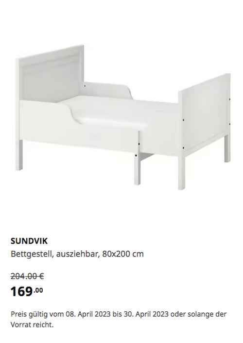 IKEA Berlin-Spandau - SUNDVIK 80x200 cm Bettgestell, ausziehbar, weiß - jetzt 17% billiger IKEA Berlin-Spandau - SUNDVIK 80x200 cm Bettgestell, ausziehbar, weiß - jetzt 17% billiger