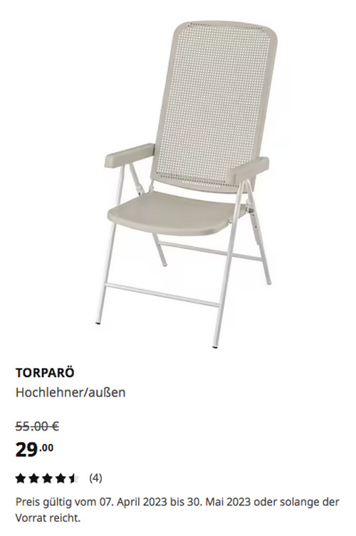 IKEA Freiburg - TORPARÖ Hochlehner/außen, weiß/beige IKEA Freiburg - TORPARÖ Hochlehner/außen, weiß/beige