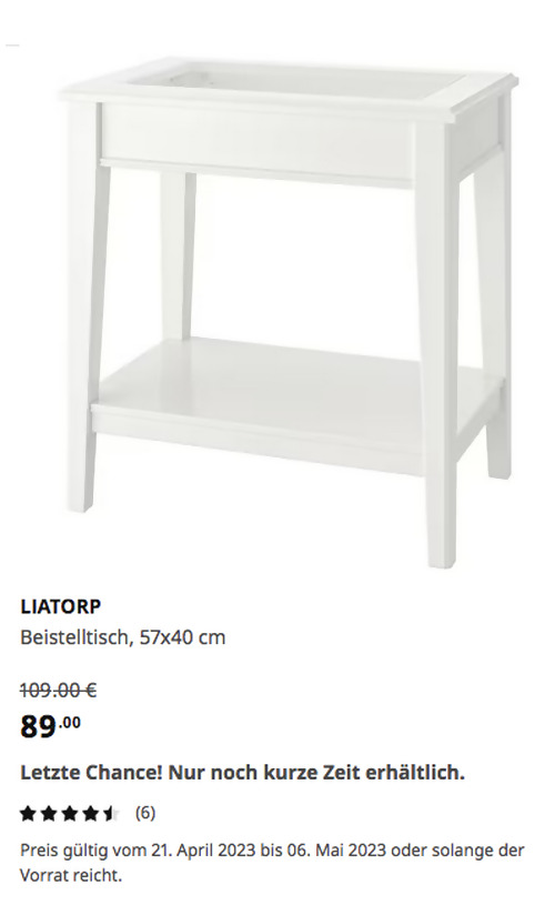 IKEA Hamburg-Schnelsen - LIATORP Beistelltisch, weiß/Glas, 57x40 cm - jetzt 18% billiger