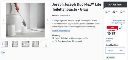 Joseph Joseph Duo Flex Lite Toilettenbürste in Grau, Edelstahlstiel - jetzt 23% billiger Joseph Joseph Duo Flex Lite Toilettenbürste in Grau, Edelstahlstiel - jetzt 23% billiger