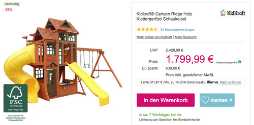 Kidkraft® Canyon Ridge Holz Klettergerüst/ Schaukelset, 571,5 x 360,68 x 335,28 cm Kidkraft® Canyon Ridge Holz Klettergerüst/ Schaukelset, 571,5 x 360,68 x 335,28 cm